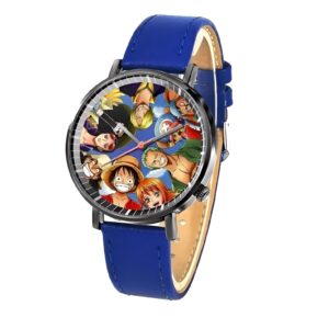 Montre One Piece cadran bleu personnages équipage Mugiwara