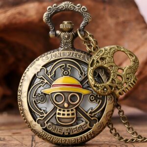 Montre poche Luffy Jolly Roger cuivre style pirate One Piece