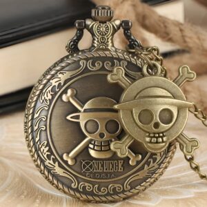 Montre poche vintage Jolly Roger One Piece cuivre 5cm