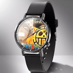 Montre Trafalgar Law One Piece avec bracelet cuir et alliage zinc