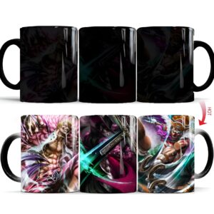 Mug céramique thermoréactif trio Donflamingo Mihawk Baggy One Piece