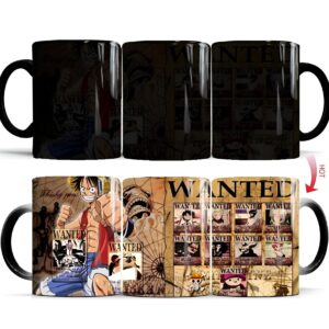 Mug thermosensible One Piece avec avis de recherche Wanted Posters des pirates révélés à la chaleur