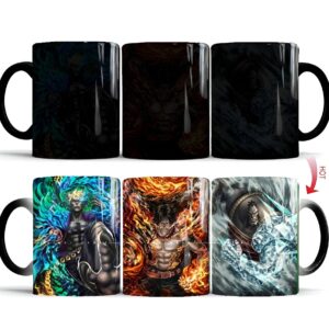 Mug thermoréactif One Piece Ace et frères, révélation chaude de l'illustration des trois frères