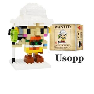 Figurine NanoBlock Usopp 320 pièces, sniper de l'équipage Mugiwara, représentation miniature détaillée du personnage de One Piece avec chapeau distinctif