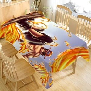 Nappe One Piece 140x180 cm à l'effigie de Portgas D. Ace avec illustration de ses flammes et son énergie