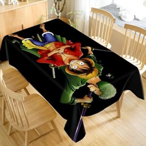 Nappe manga One Piece avec Luffy et Zoro en design action, tissu Oxford