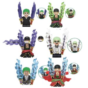Pack de 6 mini-figurines Zoro One Piece montrant techniques Santoryû et autres styles d'épée