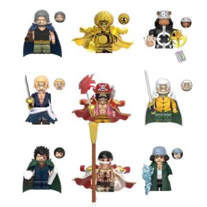 Ensemble de 9 mini-figurines One Piece figurant Gol D. Roger, Barbe Blanche et autres légendes