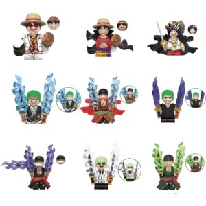 Pack de 9 mini-figurines One Piece représentant Luffy et Zoro en différentes postures