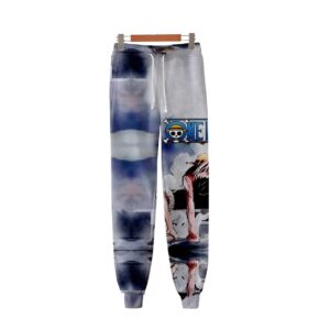 Pantalon jogging noir Luffy Gear 2 transformation, impression haute définition One Piece