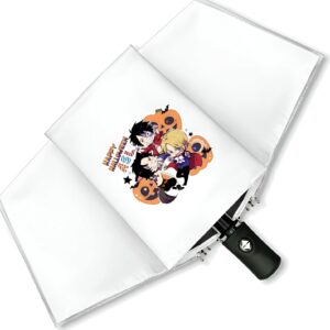 Parapluie pliant thème One Piece Halloween kawaii noir et blanc polyester