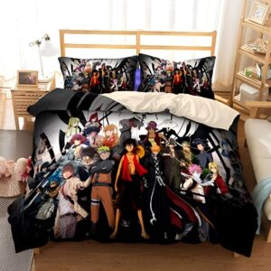 Parure de lit All Star Anime Manga avec personnages One Piece et héros mangas, polyester 100%, 10 tailles disponibles