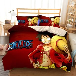 Parure de lit au thème Roi Pirate One Piece avec motifs vibrants