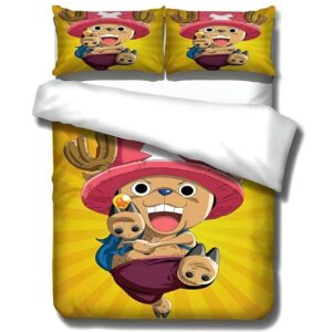 Parure de lit avec le personnage Tony Chopper en style kawaii mignon, inspirée de l'univers One Piece