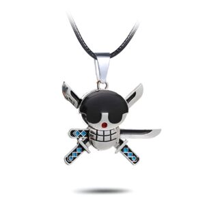 Pendentif Jolly Roger de Zoro en cuir synthétique tressé