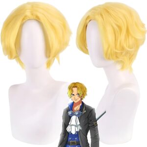 Perruque cosplay blond ondulé style Sabo Armée Travaillé