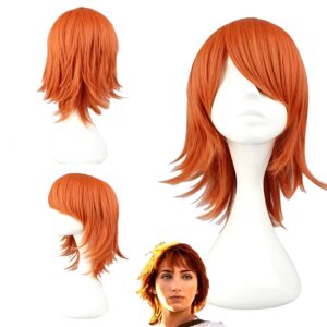 Perruque courte orange style Nami pour cosplay One Piece