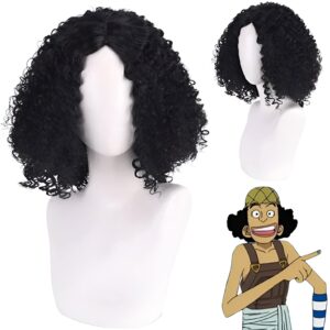 Perruque cosplay Usopp frisée noire One Piece
