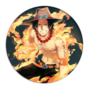 Pin's Ace torse nu flammes One Piece 58 mm vue de face