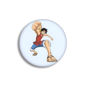 Pin's rond 58 mm Luffy en pose d'attaque One Piece