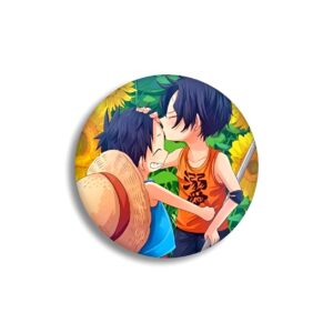 Pin's Collection Luffy et Ace, accessoire One Piece en 58mm, symbole de fraternité, design soigné en couleurs éclatantes