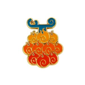 Pin's One Piece représentant le Fruit du Démon Mera Mera avec finition soignée