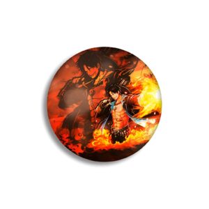 Pin's rond 58 mm Ace flammes Mera Mera One Piece
