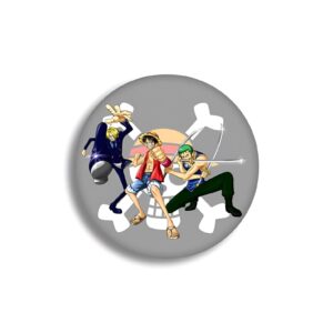 Pin's rond 58 mm équipage Luffy Mugiwara One Piece