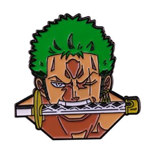 Pin's métal Roronoa Zoro sabre entre les dents Mugiwara One Piece