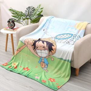 Plaid doux 80x120cm Luffy chasse papillon One Piece