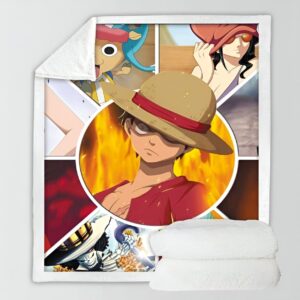Plaid Luffy équipage Chapeau de Paille One Piece 150x200cm polyester design