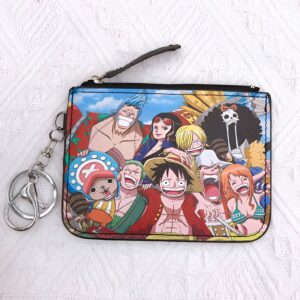 Porte-cartes zippé One Piece avec illustration Luffy et équipage Mugiwara, format 9 x 12 cm