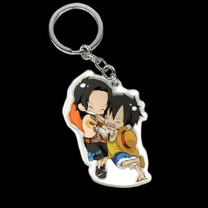 Porte-clé chibi Ace et Luffy capturant leur fraternité en style adorable One Piece