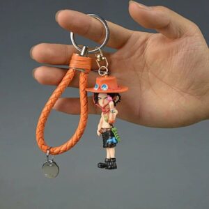 Porte-clé figurine Ace One Piece avec finitions PVC détaillées