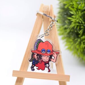 Porte-clé figurine Ace, design One Piece, accessoire manga pour fans