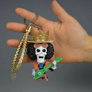 Figurine porte-clé Brook en PVC, musicien squelette avec guitare des Pirates au Chapeau de Paille