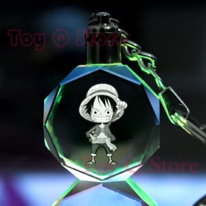 Porte-cles Luffy One Piece lampe LED multicolore 3D capitaine Mugiwara