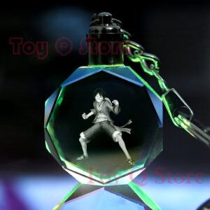 Porte-cles Luffy chapeau paille One Piece lampe LED 3D verre grave