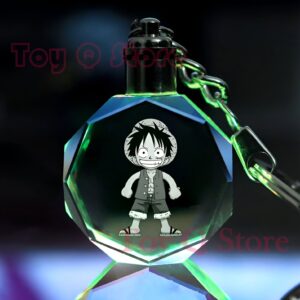 Porte-cles lampe LED 3D Luffy gravure verre One Piece