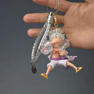 Figurine porte-clé Luffy Gear 5 en PVC, transformation joyeuse du capitaine des Mugiwara
