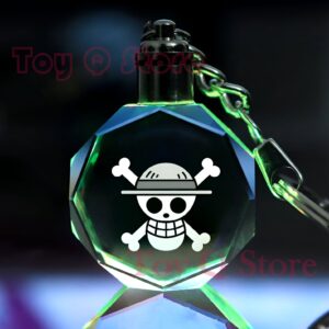 Porte-cles lampe LED 3D tête de mort pirate gravure One Piece