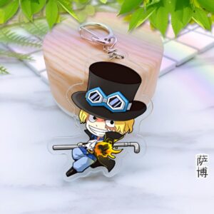 Porte-clé One Piece Sabo, acrylique et métal, reconnu travaillé