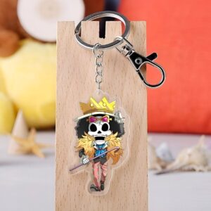 Porte-clés Brook en métal avec finition détaillée inspiré du musicien One Piece