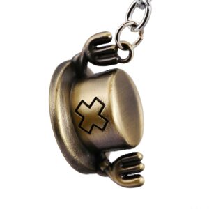 Porte-clés Chopper en métal avec chapeau de docteur bleu et blanc One Piece