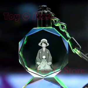 Porte-clé Luffy LED 3D verre métal multicolore One Piece