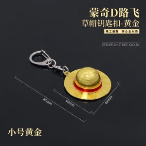 Porte-clés Luffy Chapeau de Paille doré symbole cadeau de Shanks One Piece