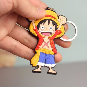 Porte-clés figurine Luffy PVC chapeau paille One Piece