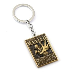 Porte-clé métal gravé avis de recherche Portgas D. Ace One Piece