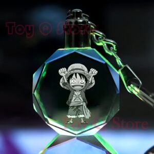 Porte-cles veilleuse 3D Luffy gravure verre LED multicolore