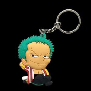 Porte-clés Zoro Roronoa style chibi, accessoire pratique de l'univers One Piece